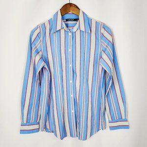 Lauren Ralph Lauren Womens Vertical Stripe Long Sleeve Blouse Size 6